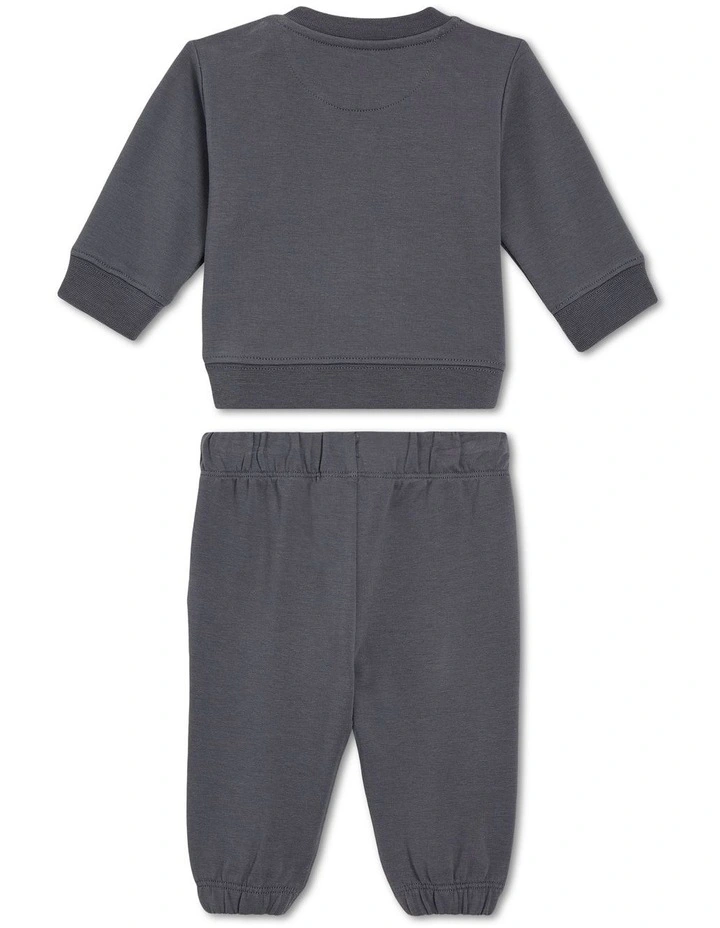 Monogram Cotton Sweatshirt Set in Dark Grey image 2