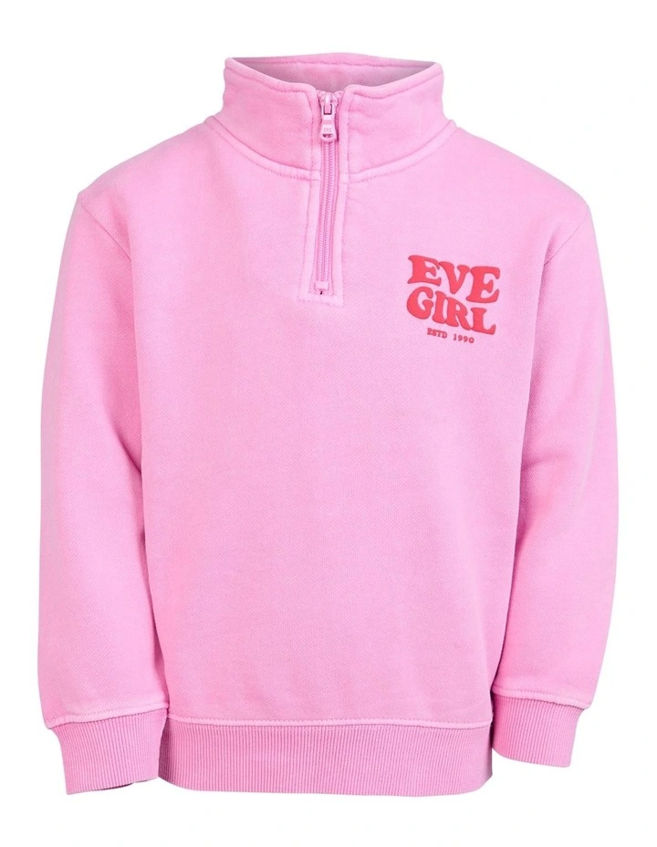 Aths 1/4 Zip Crew (3 - 7 Years) in Pink image 1
