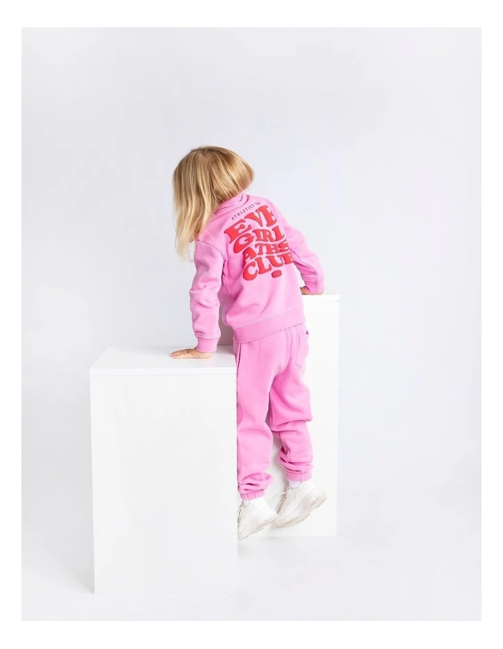 Aths 1/4 Zip Crew (3 - 7 Years) in Pink image 3