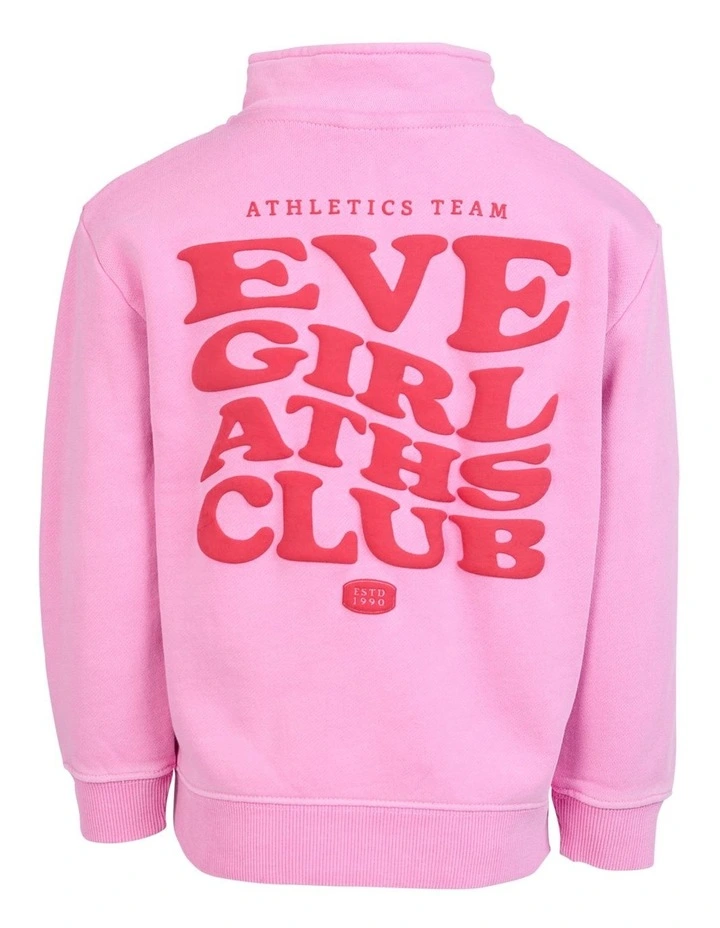 Aths 1/4 Zip Crew (3 - 7 Years) in Pink image 4