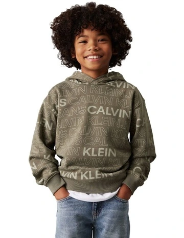 BOYS 8-16 Logo Aop Hoodie in Green