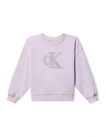 Metallic Long Sleeve Crew Neck Sweatshirt (8-16 Years) in Purple
