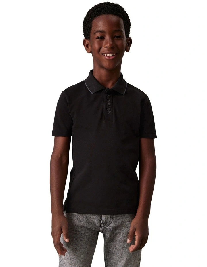 Embro Logo Pique Polo (8-16 Years) in Black image 1