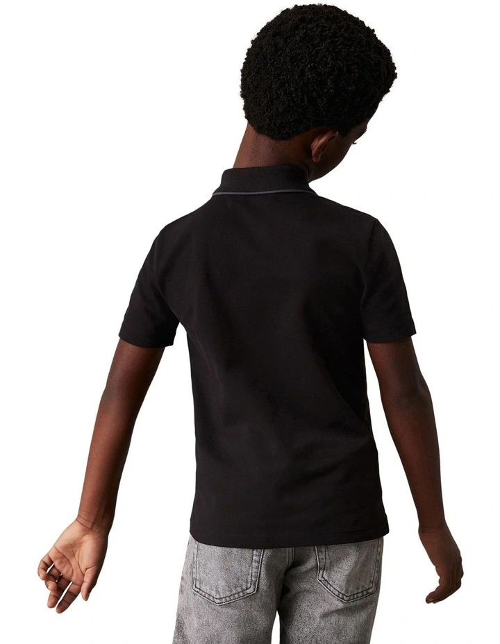 Embro Logo Pique Polo (8-16 Years) in Black image 2