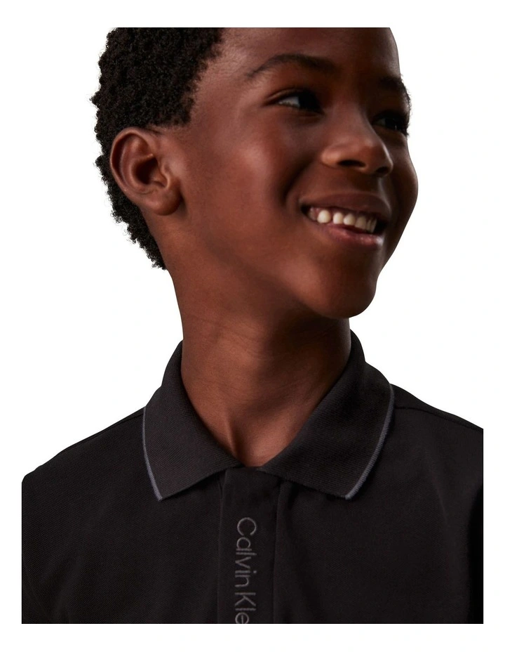 Embro Logo Pique Polo (8-16 Years) in Black image 3