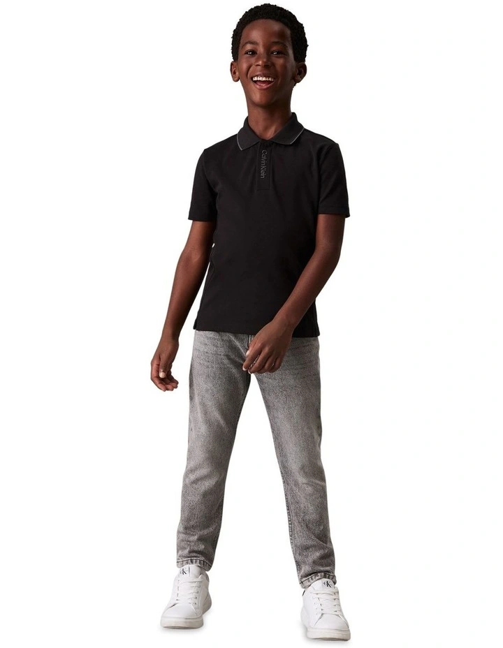 Embro Logo Pique Polo (8-16 Years) in Black image 4