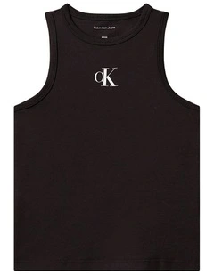 Slim Logo Tank Top (8-16 Years) in Black
