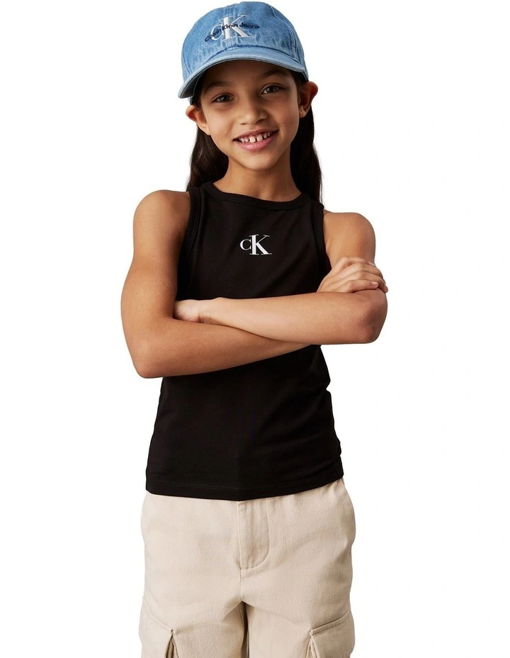 Slim Logo Tank Top (8-16 Years) in Black image 5