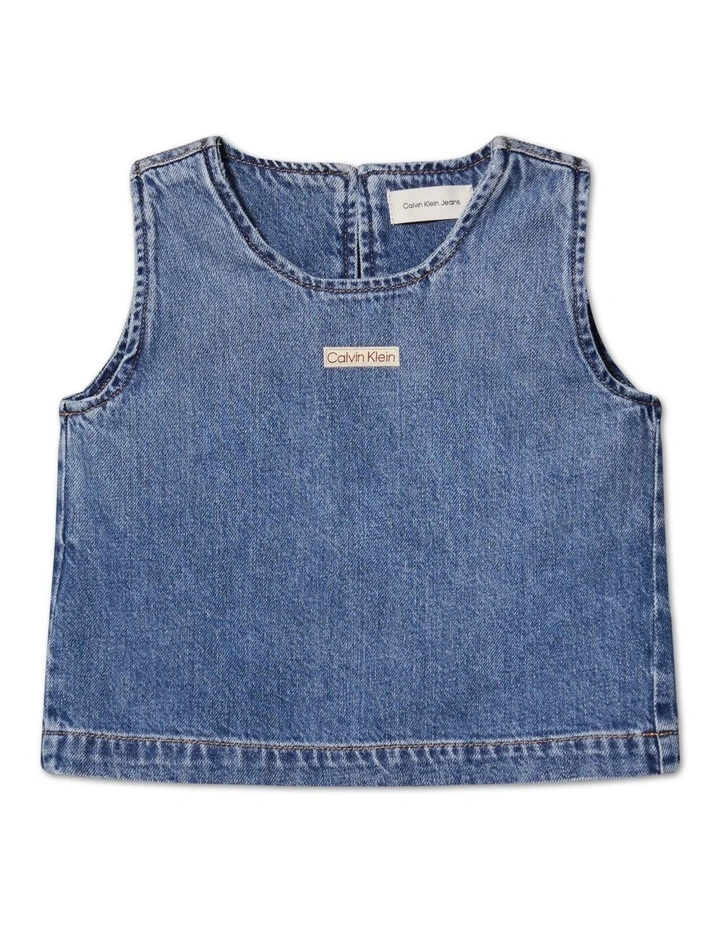 Denim Sleeveless Top (8-16 Years) in Soft Comfort Blue image 1