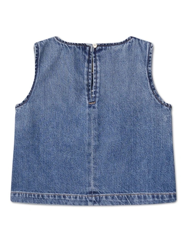 Denim Sleeveless Top (8-16 Years) in Soft Comfort Blue image 2