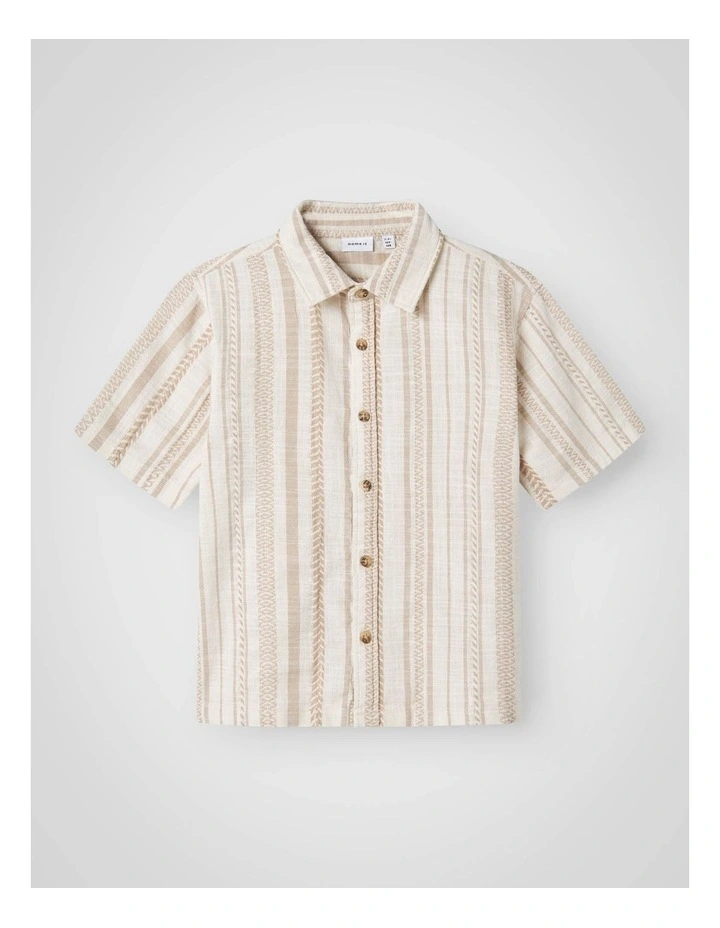 Hepil Short Sleeved Shirt in Bleach Sand image 1