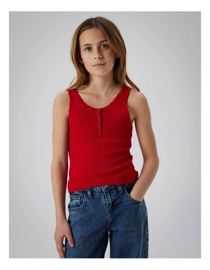 Filisa Knit Tank Top in Chine Red image 4