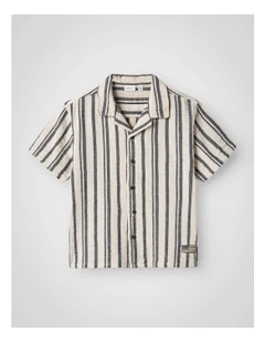 Foko Short Sleeved Regular Shirt in Peyote Navy Blazer