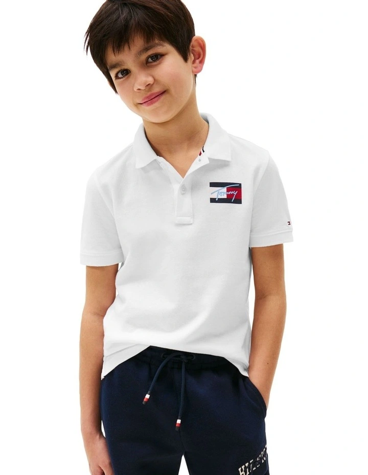 Signature Logo Regular Fit Polo Shirt (8-16Years) in White image 1