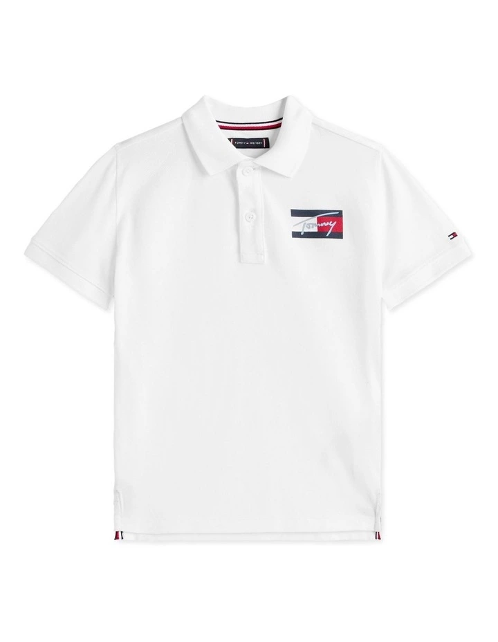 Signature Logo Regular Fit Polo Shirt (8-16Years) in White image 5