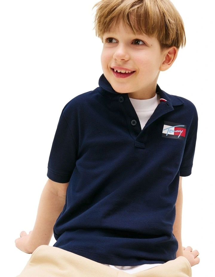 Signature Logo Regular Fit Polo Shirt (3-7Years) in Blue image 3