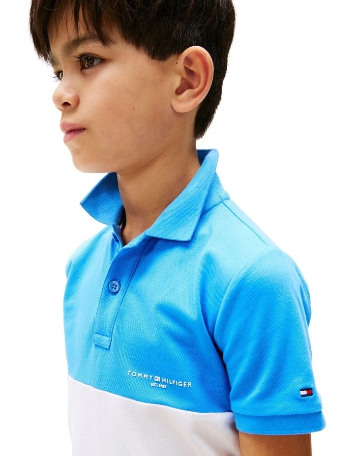 Mini Corp Colourblock Polo (8-16Years) in Blue image 3