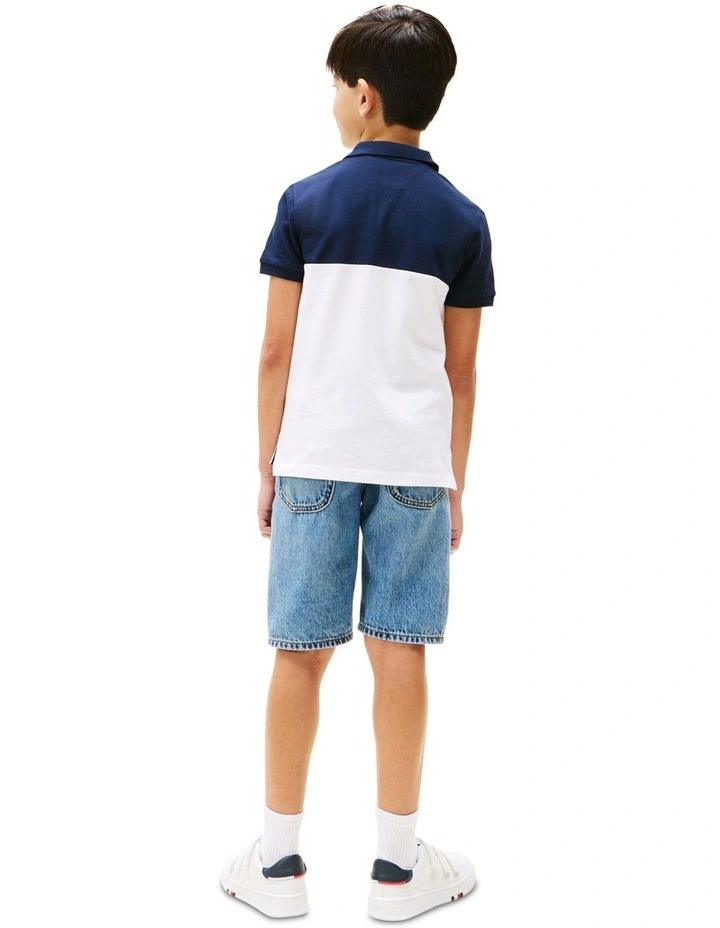 Mini Corp Colourblock Polo in Blue image 2