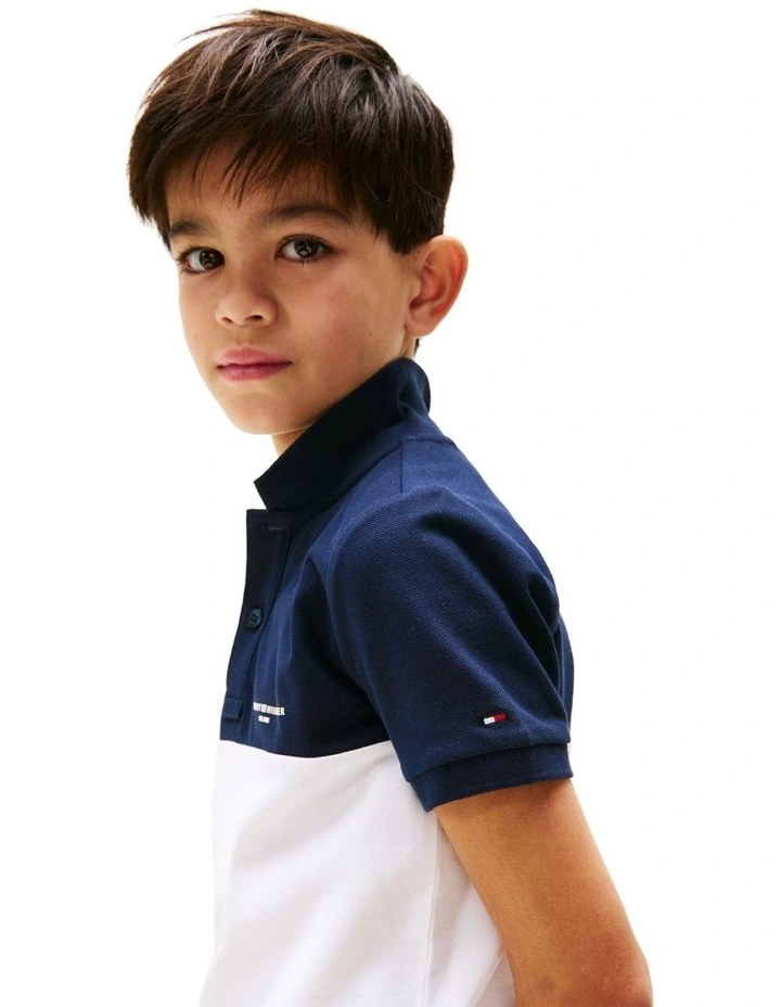 Mini Corp Colourblock Polo in Blue image 4