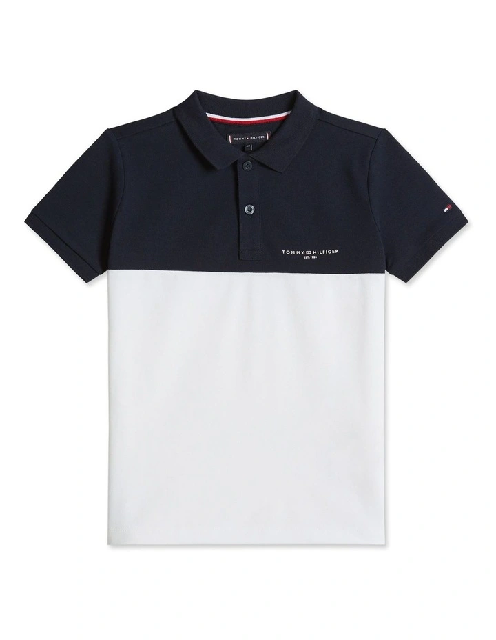 Mini Corp Colourblock Polo in Blue image 5