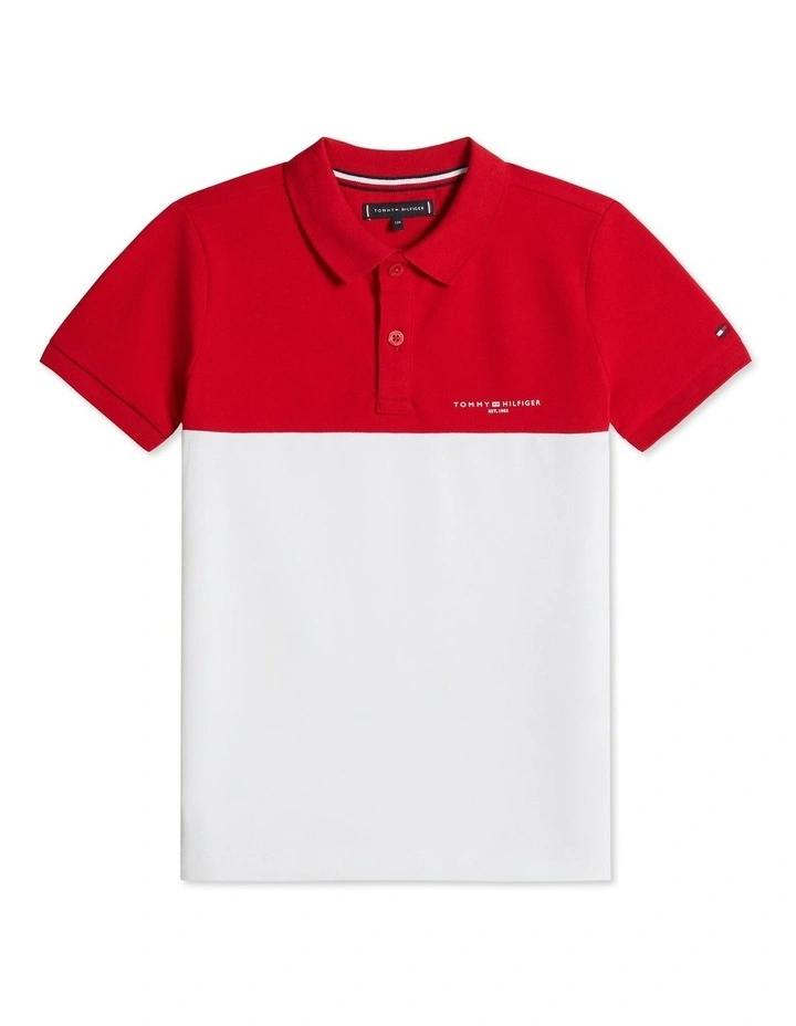 Mini Corp Colourblock Polo (8-16Years) in Red image 5