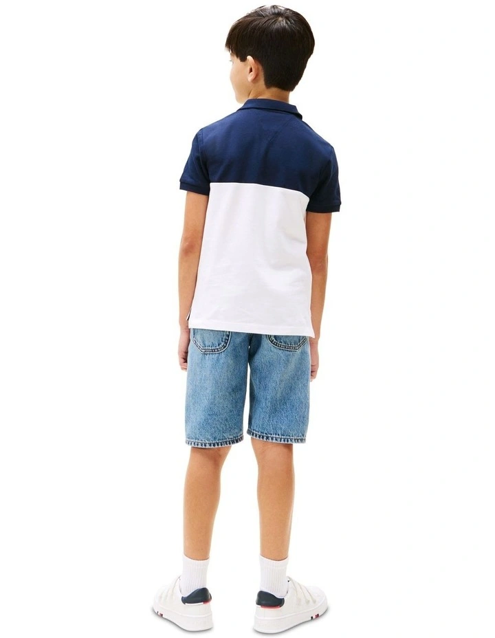 Mini Corp Colourblock Polo (3-7Years) in Blue image 2