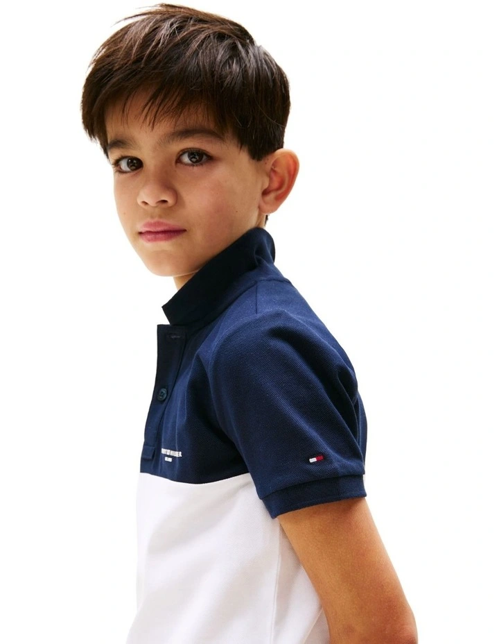 Mini Corp Colourblock Polo (3-7Years) in Blue image 4