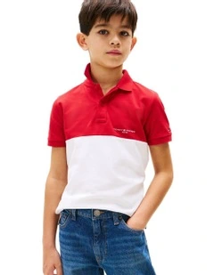 Mini Corp Colourblock Polo (3-7Years) in Red