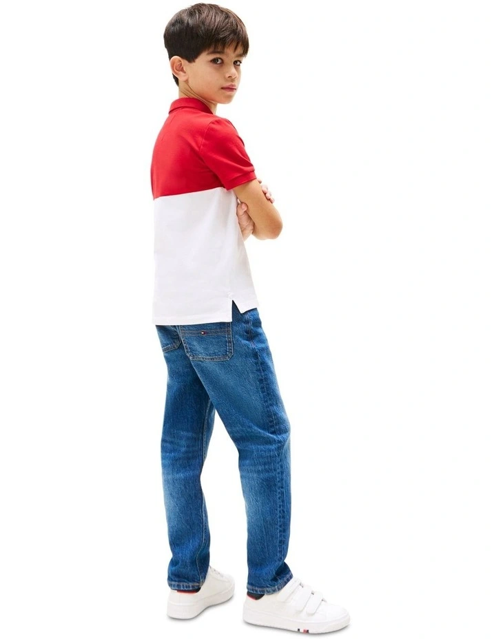 Mini Corp Colourblock Polo (3-7Years) in Red image 2