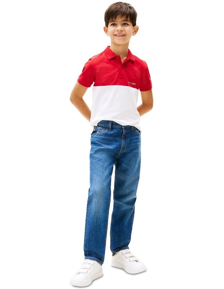 Mini Corp Colourblock Polo (3-7Years) in Red image 4