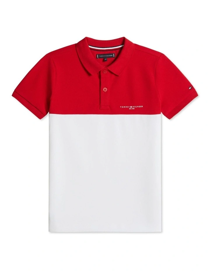 Mini Corp Colourblock Polo (3-7Years) in Red image 5