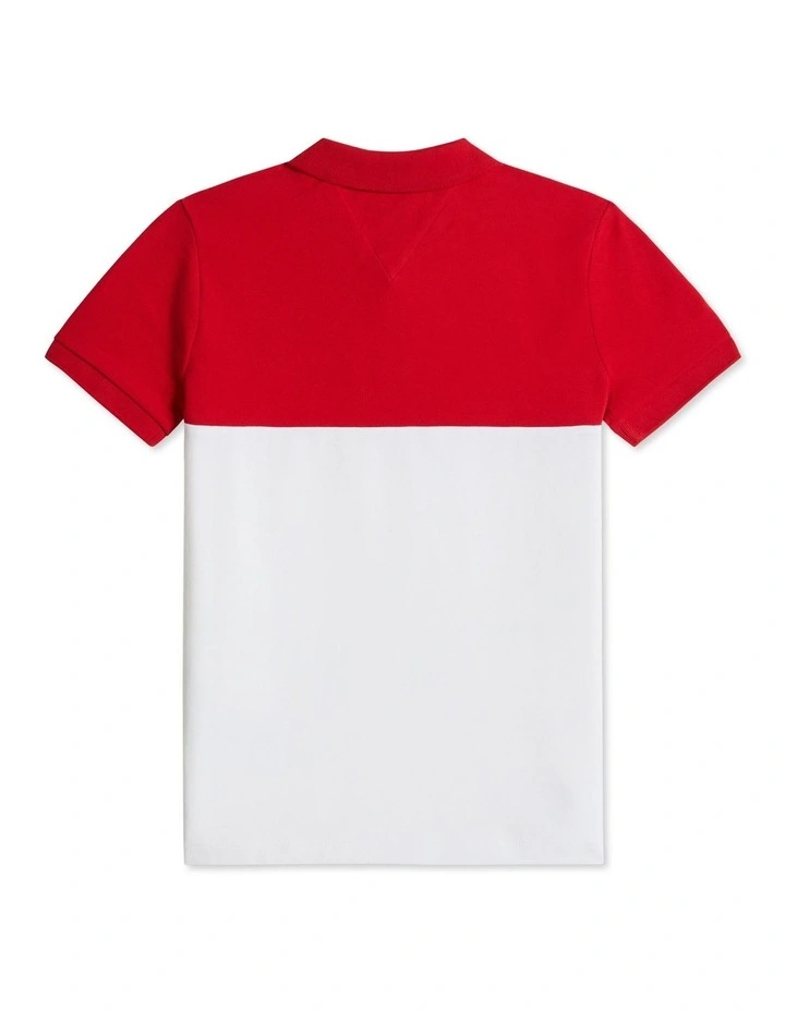 Mini Corp Colourblock Polo (3-7Years) in Red image 6