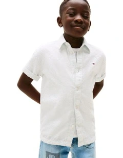 Short Sleeve Seersucker Shirt (8-16Years) in White
