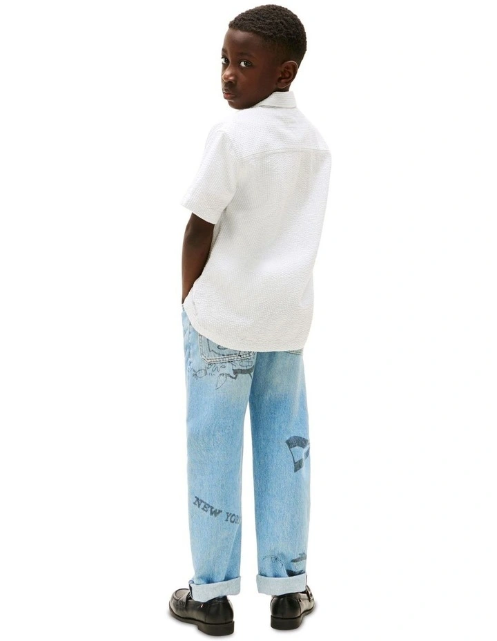 Short Sleeve Seersucker Shirt (8-16Years) in White image 2