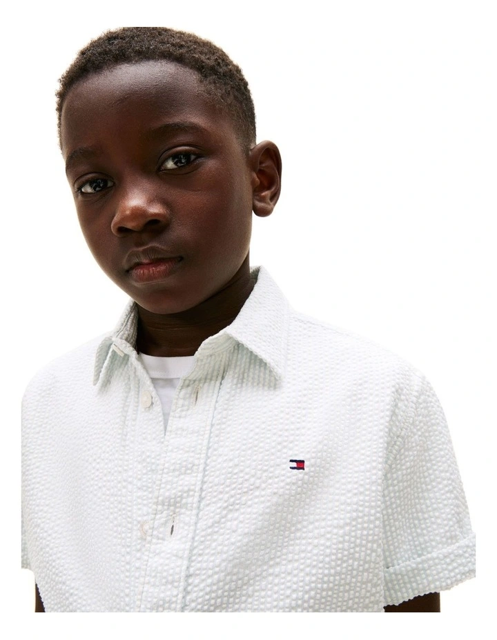 Short Sleeve Seersucker Shirt (8-16Years) in White image 3