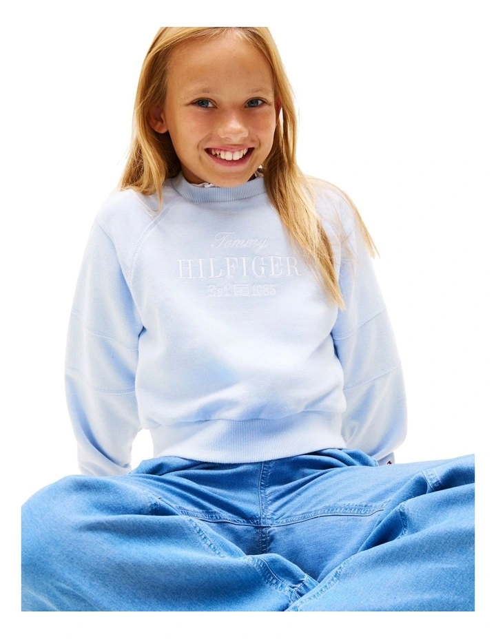 Logo Embroidery Sweatshirt (8-16Years) in Blue image 3