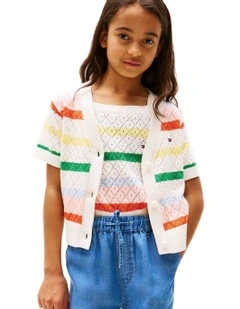 Crochet Short Sleeve Cardigan (8-16Years) in Multi