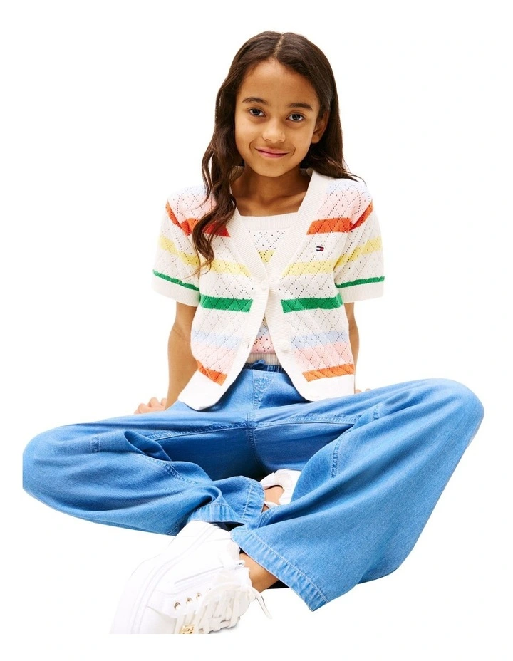 Crochet Short Sleeve Cardigan (8-16Years) in Multi image 3