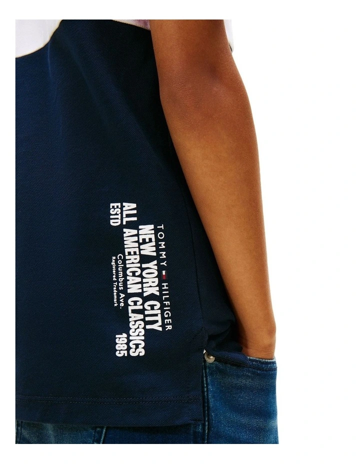 Boys 3-7 Regular Fit Colour-Blocked Pique Polo Shirt in White image 3