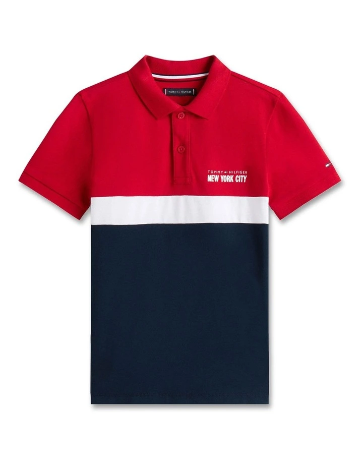 Boys 3-7 Regular Fit Colour-Blocked Pique Polo Shirt in White image 5