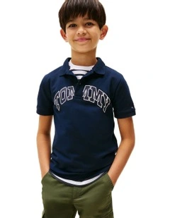 Boys 3-7 Varsity Regular Fit Pique Polo Shirt in Blue