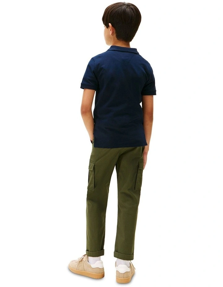 Boys 3-7 Varsity Regular Fit Pique Polo Shirt in Blue image 2