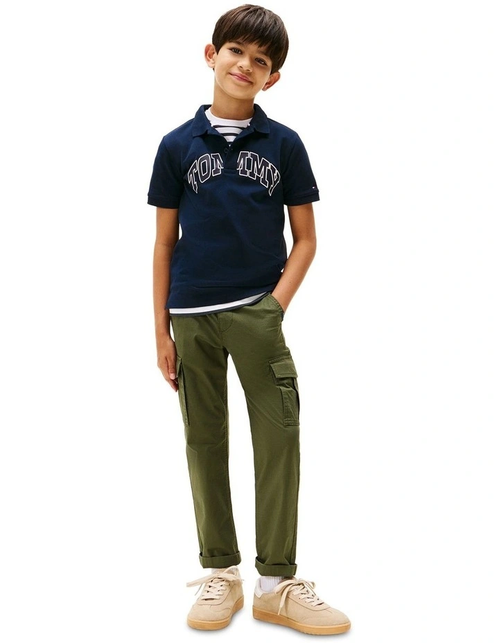 Boys 3-7 Varsity Regular Fit Pique Polo Shirt in Blue image 4