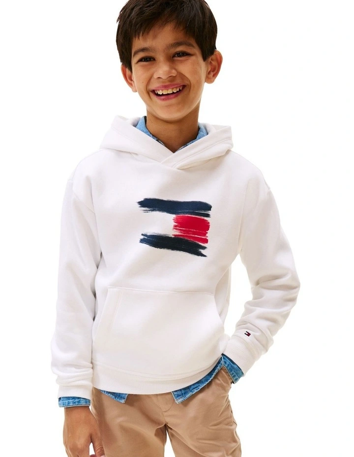 Boys 8-16 Hilfiger Flag Hoody in White image 1