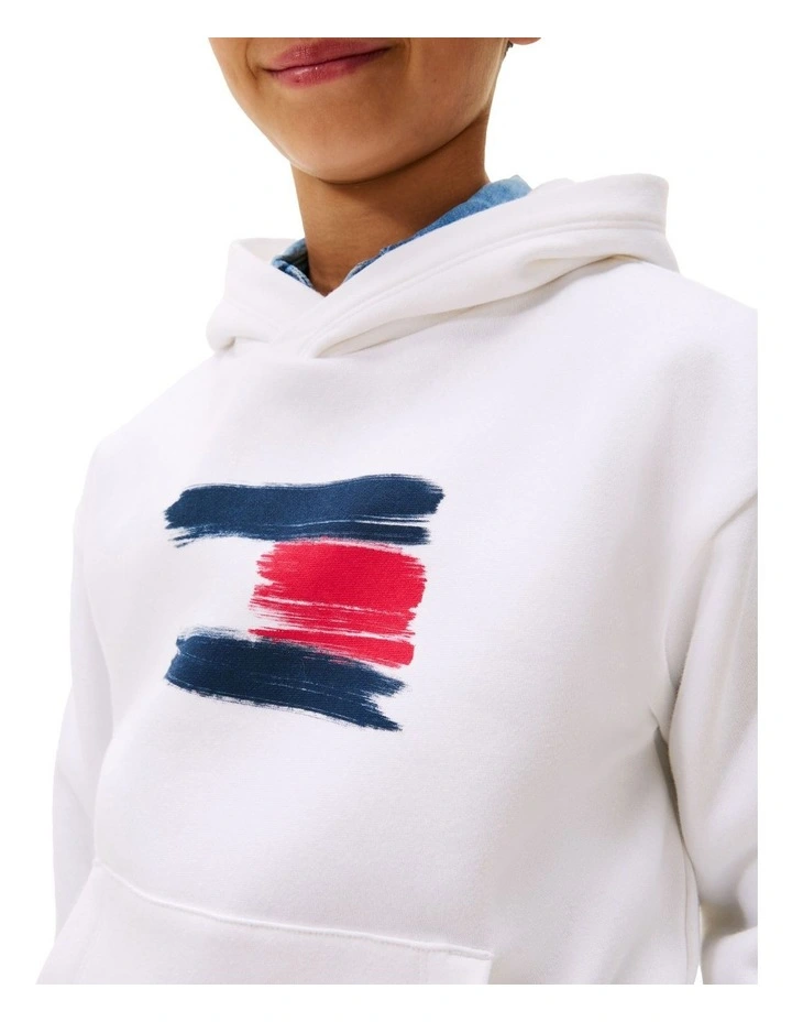 Boys 8-16 Hilfiger Flag Hoody in White image 3
