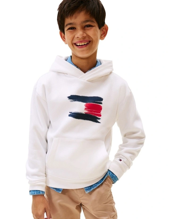 Boys 3-7 Hilfiger Flag Hoody in White image 1