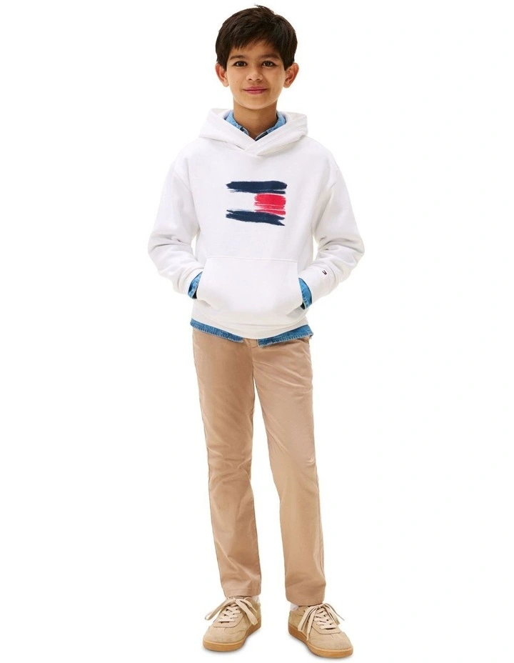 Boys 3-7 Hilfiger Flag Hoody in White image 4