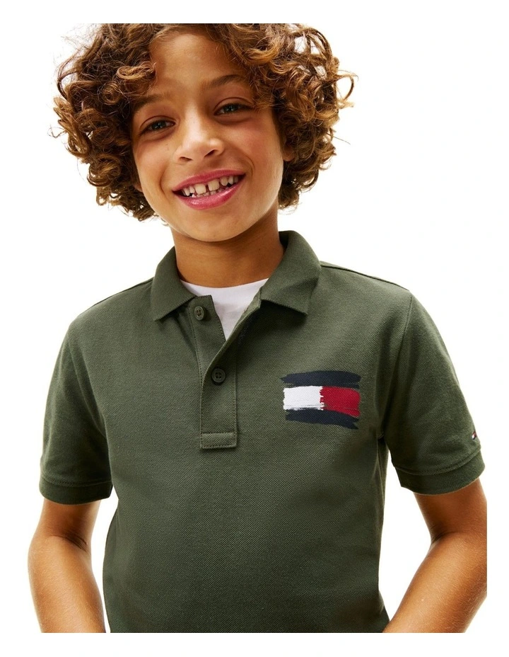 Flag Polo Shirt (8-16 Years) in Green image 3