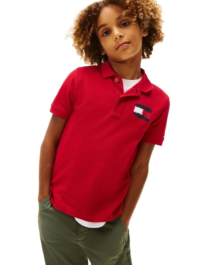 Flag Polo Shirt (8-16 Years) in Red image 1