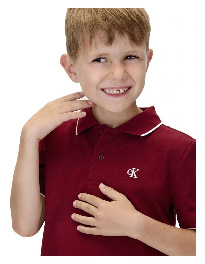 Tipping Polo Shirt in Red image 3